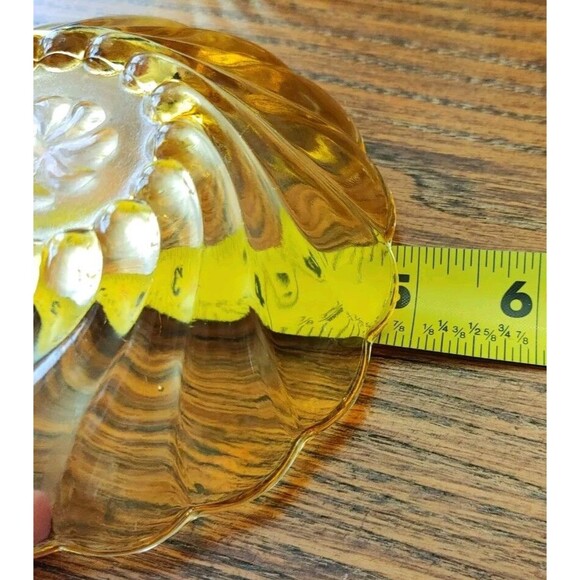 Hazel Atlas Glass Amber Colonial Swirl 6 Piece Berry Bowl Set - Picture 11 of 11